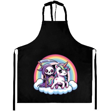 Discover Cute Reaper And Unicorn Rainbow Aprons