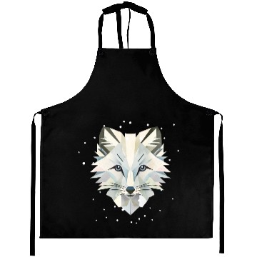 Discover Magical arctic fox in geometric elegance Aprons