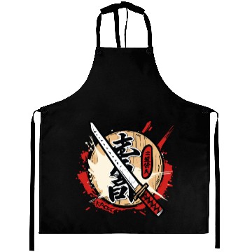 Discover Asian Japanese Cartoon Samurai Sword Aprons
