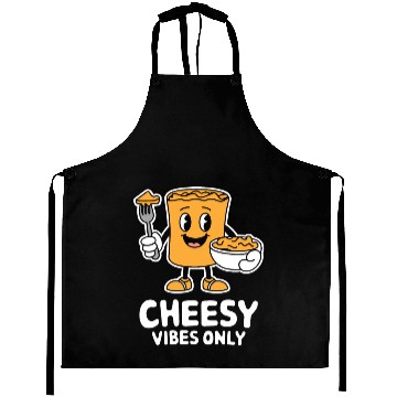 Discover Cheesy Vibes Only Cartoon Delight Aprons