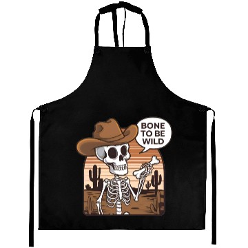 Discover Bone to be Wild Funny Skeleton Wild West Aprons