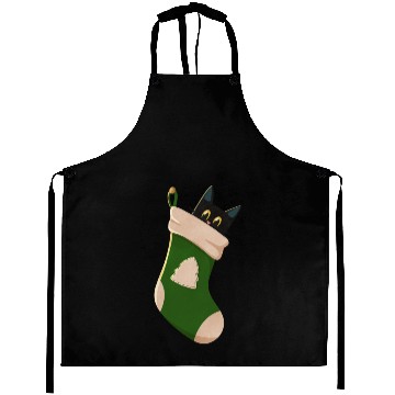 Discover Black cat in Christmas stocking Aprons
