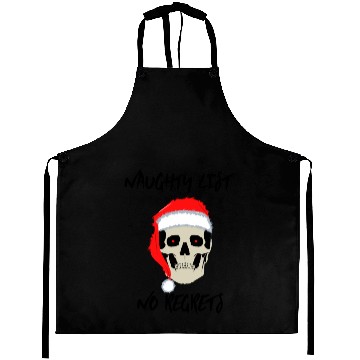 Discover Naughty List No Regrets Santa Skull Aprons