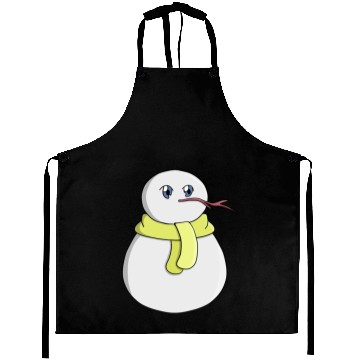 Discover Snowman wearing a yellow scarf Aprons