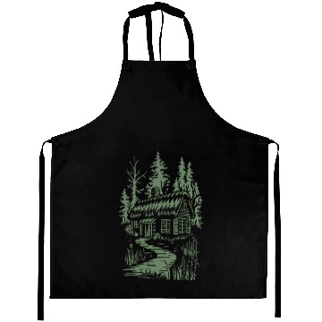 Discover Dark Cottagecore Forest Cabin Fantasy Aprons