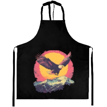 Discover Eagle Flying Over Mountains Retro Art Aprons