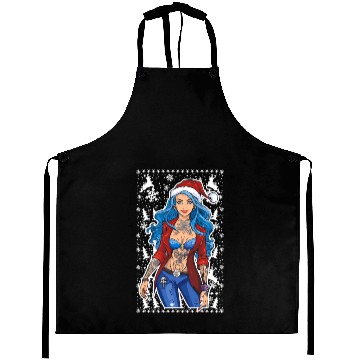 Discover 03 Sexy Christmas Woman Blue Hear Deer Tattoos Aprons