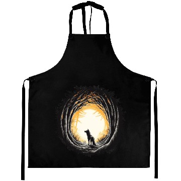 Discover Wolf In Forest Silhouette Aprons