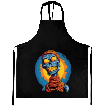 Discover Blue and Funny Cartoon Skeleton Skull Mummy Aprons