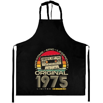 Discover Vintage 1975 born Retro 50th birthday Aprons