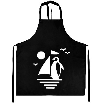 Discover Penguin Sailboat Silhouette Minimalist Aprons