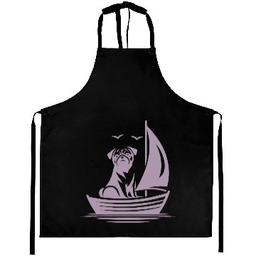 Discover Pug silhouette sailboat minimalist Aprons