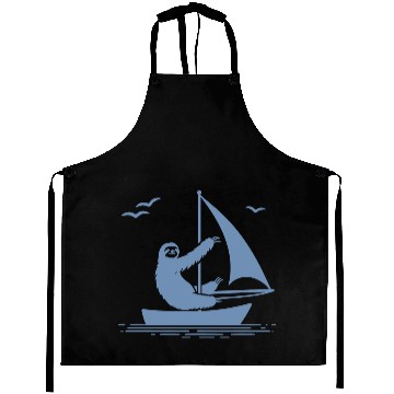 Discover Sloth Sailboat Sailing Minimalist Silhouette Aprons