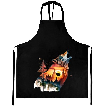 Discover Vintage Wolf Moon Graphic Aprons – Retro 90s