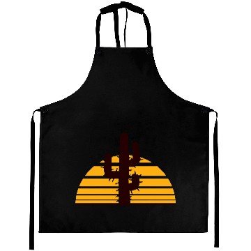 Discover Prickly Cactus Sunset Shadow Cool Sun Night Desert Aprons