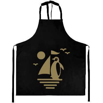 Discover Penguin Sailboat Silhouette Minimalist Aprons