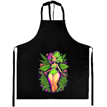 Discover Bud Goddess Marijuana Babe Cartoon Aprons