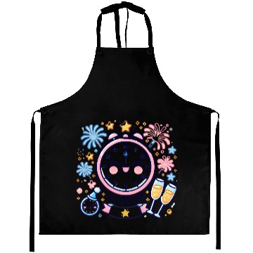 Discover Celebrate New Year's Eve, Fun Clock and Fireworks Aprons