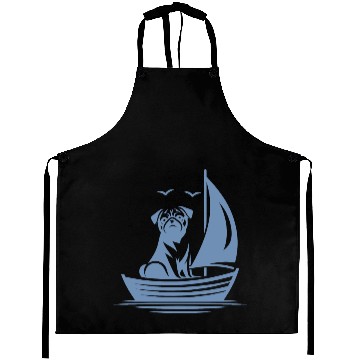 Discover Pug silhouette sailboat minimalist Aprons
