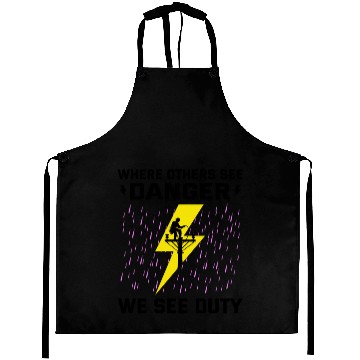 Discover Lineman Duty Danger Brave Dedicated Hero Aprons