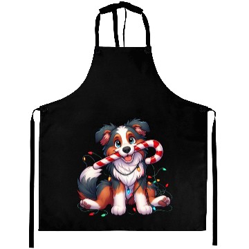 Discover Christmas Dog Australian Shepard Lights Aprons
