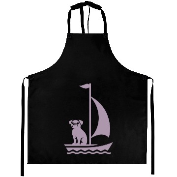 Discover Pug in Boat Silhouette Sailing Minimalist Aprons