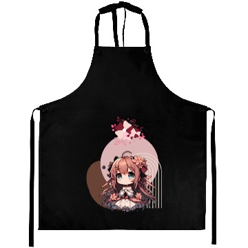 Discover Chibi anime girl with flowers Aprons