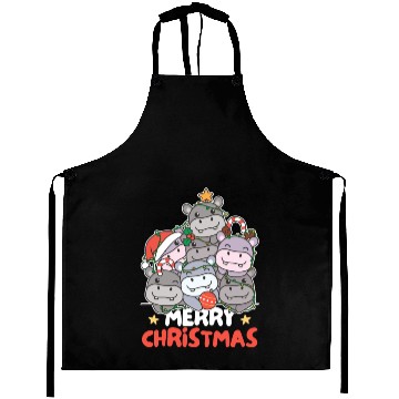 Discover Hippo Christmas Tree Merry Christmas Aprons