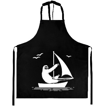 Discover Sloth Sailboat Sailing Minimalist Silhouette Aprons