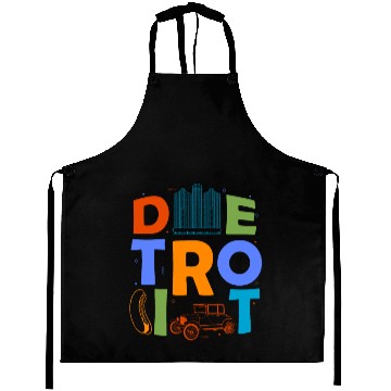 Discover Detroit Souvenir Men Michigan Skyline City Detroit Aprons