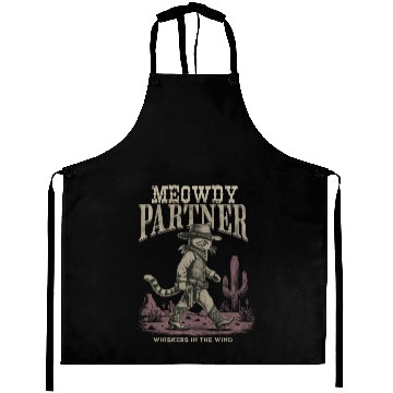 Discover Meowdy Partner Whiskers In The Wind Cowboy Cat Aprons