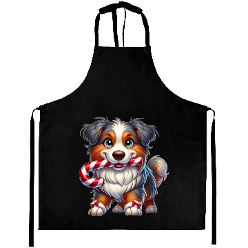 Discover Cute Christmas Dog Australian Shepherd Aprons