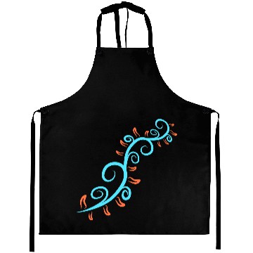 Discover Vine Plant Blue Orange Leaves Decorative Pattern Aprons