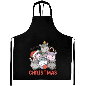 Discover Hippo Christmas Tree Merry Christmas Aprons