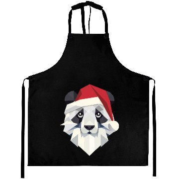 Discover Cheerful Christmas panda in modern style Aprons