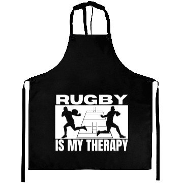 Discover Rugby Is My Therapy Funny Rugby Player Aprons