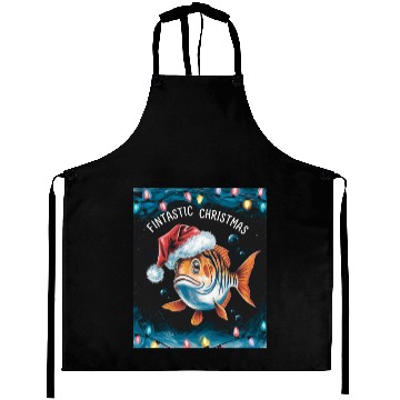 Discover Fintastic Christmas Fish xmas holiday christmass Aprons