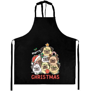 Discover Pug Christmas Tree Merry Christmas Aprons