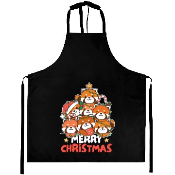 Discover Red Panda Christmas Tree Merry Christmas Aprons