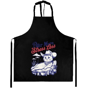 Discover Cat Cowboy Chill Vibes Aprons
