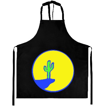 Discover Cactus Moon Evening Mountain Cliff Night Round Sun Aprons