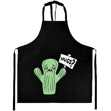 Discover Funny Cactus Sad Face Hugs Sign Lonely Cry Comic Aprons