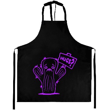 Discover Funny Cactus Sad Face Hugs Sign Lonely Cry Comic Aprons