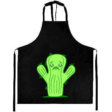 Discover Funny Cactus Sad Face Crying Unhappy Lonely Comic Aprons