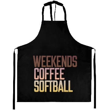 Discover Retro Weekends Coffee And Softball Mama Funny Aprons