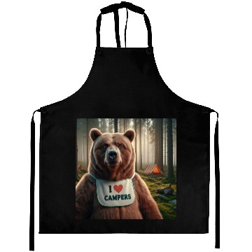 Discover I love campers Grizzly bear with bib Aprons