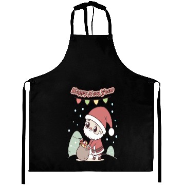 Discover Chibi Santa Happy New Year Celebration Aprons