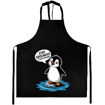 Discover Stay Grounded Float Around Mindfulness Penguin Aprons