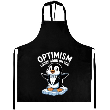 Discover Optimism Looks Good On You Penguin Tuxedo Aprons