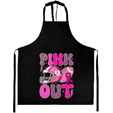 Discover Pink Out Breast Cancer Football Mom Girls Women Aprons